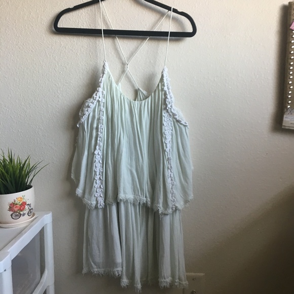 Free People Dresses & Skirts - FREE PEOPLE MINT GREEN FLOW MINI DRESS LACE
